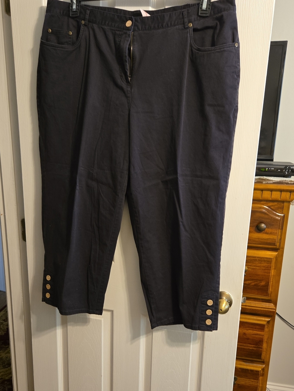 Ruby Rd. Black Crop Chinos with Button Hem